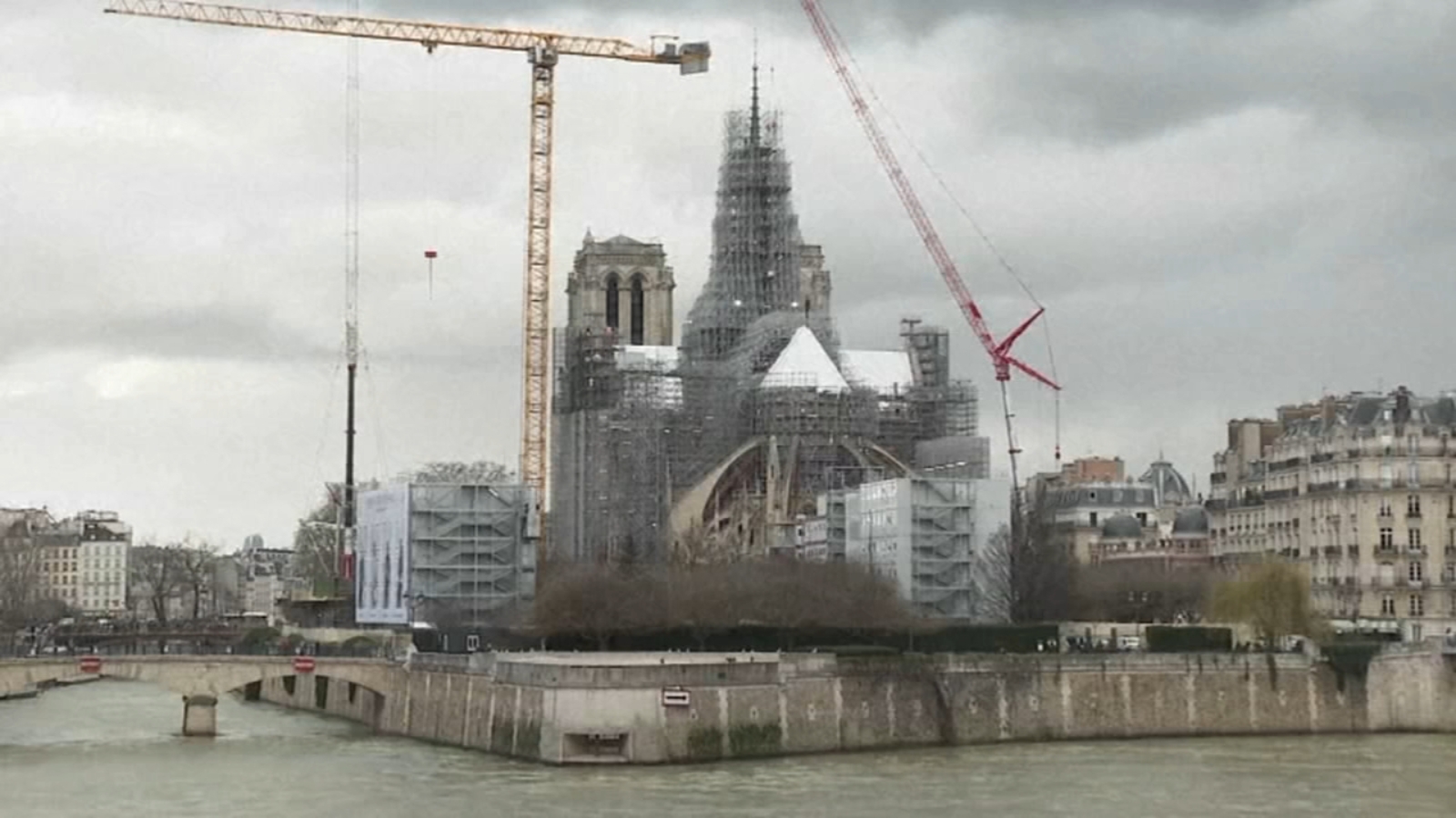 Reconstructed Notre Dame Cathedral spire revealed in Paris after devastating 2019 fire