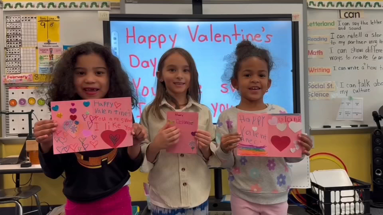 Cary kindergartners deliver Valentine's Day cards to elders at Ruth Sheets Adult Care Center