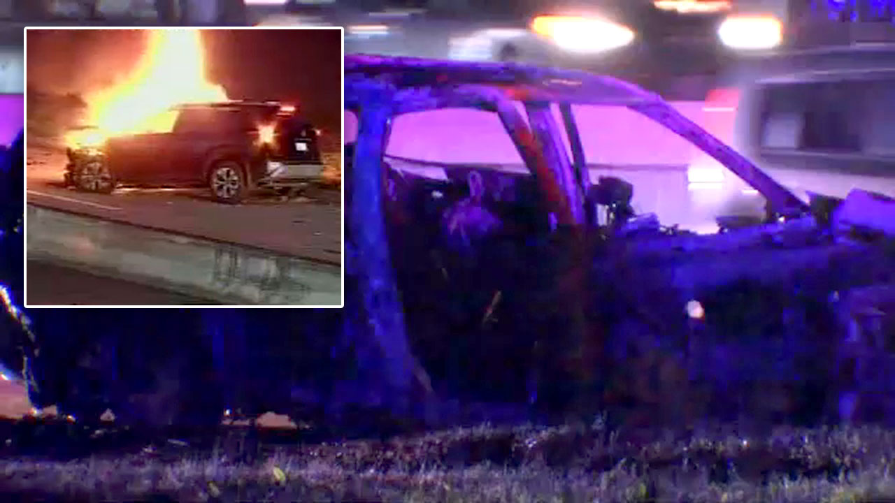 Man wanted after leading chase out of Galveston County, ditching car in fiery crash, sheriff says