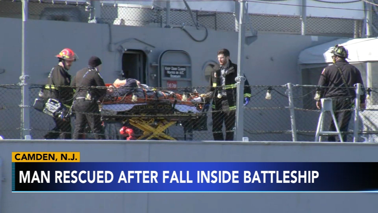 Man rescued from lower decks of Battleship New Jersey after fall

