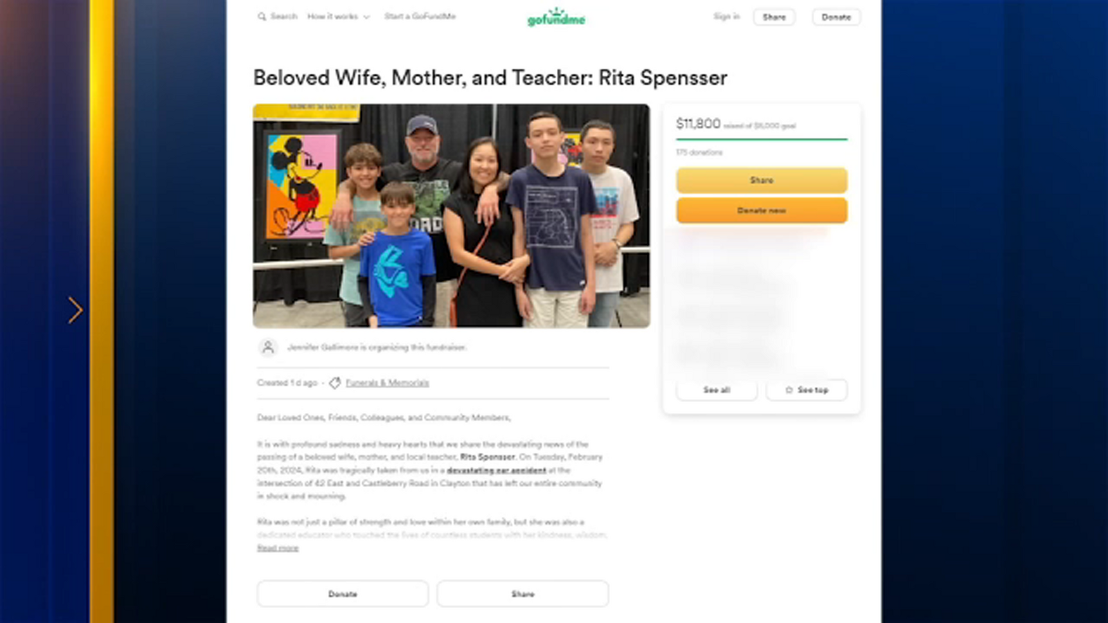 Rita Spensser | Wake Co. Beaverdam Elementary Kindergarten teacher, mother killed in crash - Vimarsana News