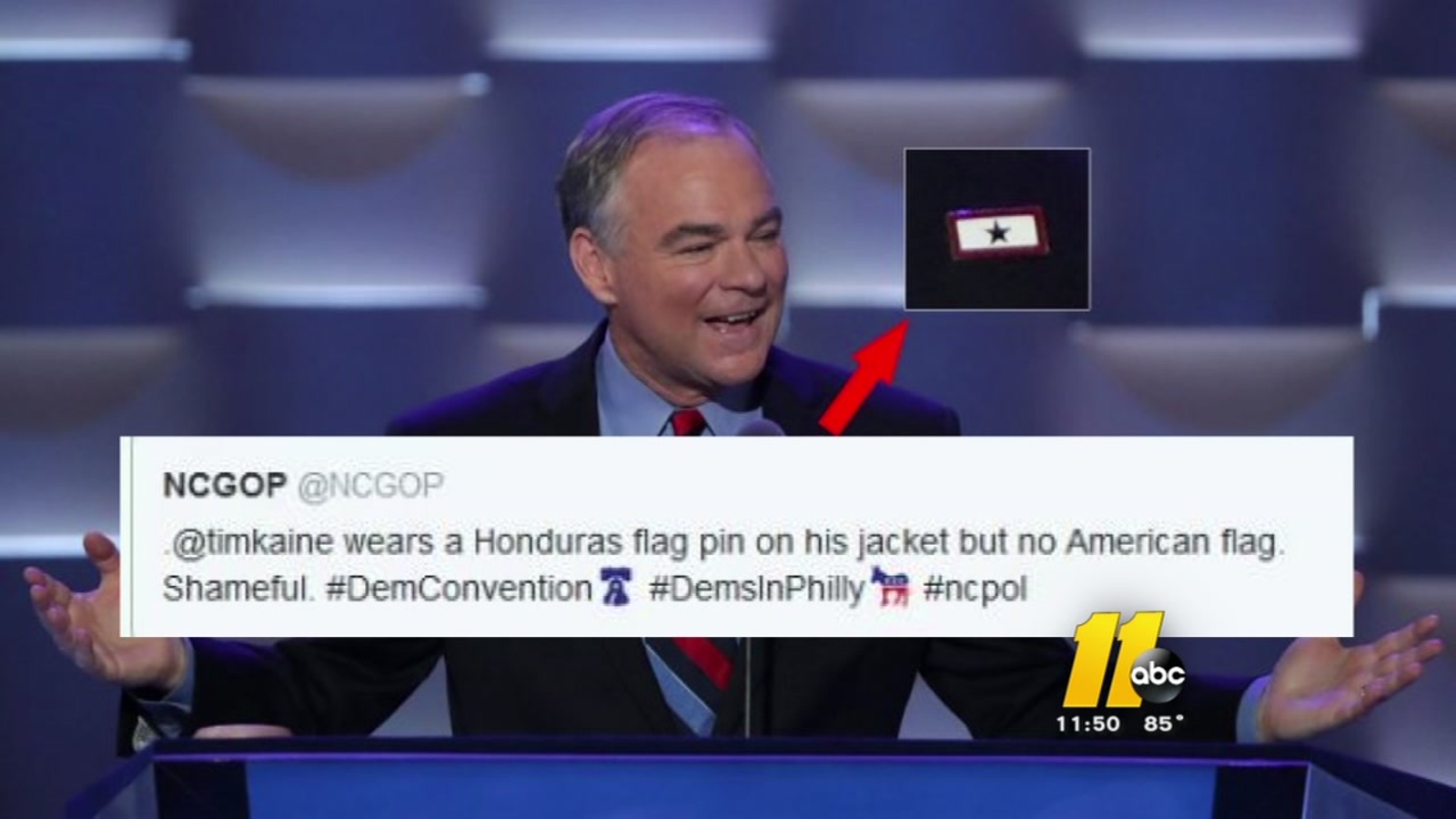Whoops Nc Republicans Shame Tim Kaine For Flag Pin Honoring Son In The Military Abc11 Raleigh Durham