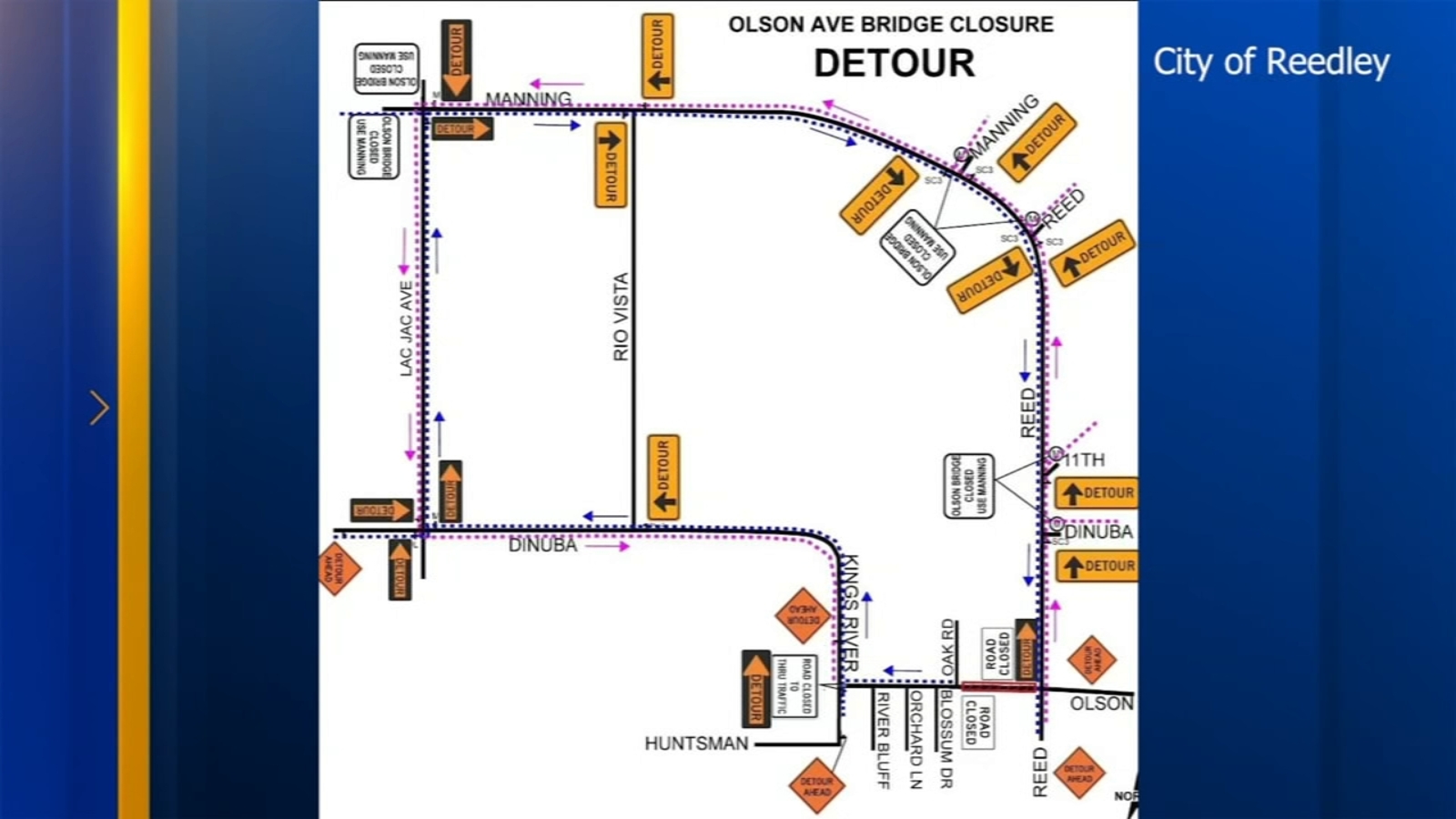 Olson Bridge in Reedley to close Monday to replace aging sewer infrastructure
