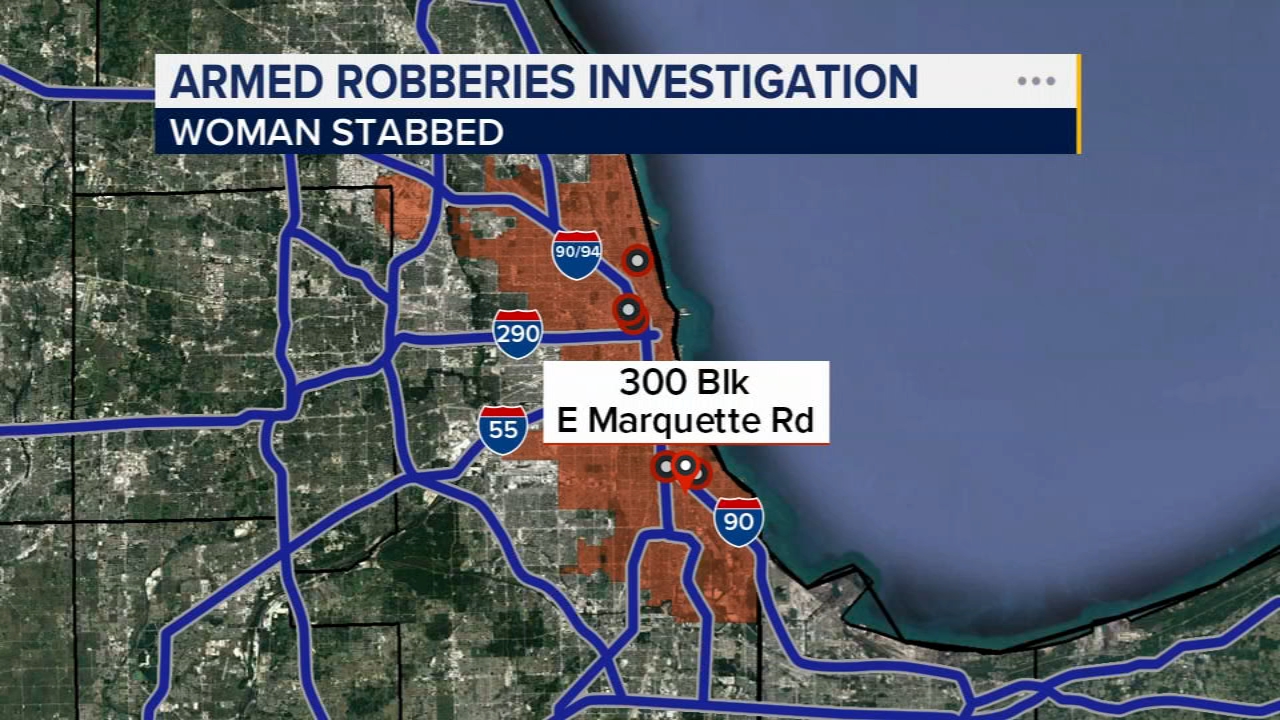 Chicago police investigating 6 robberies, with 1 victim stabbed