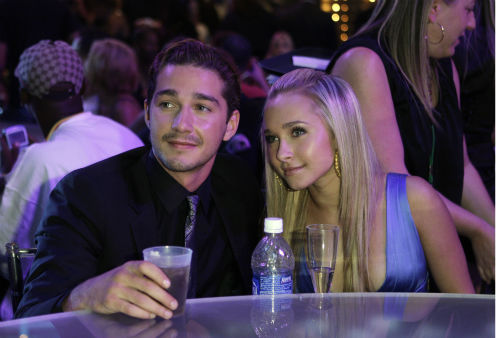 Shia LaBeouf, left, and Hayden Panettiere sit together during the MTV Video Music Awards at the Palms Hotel and Casino on Sept. 9, 2007.