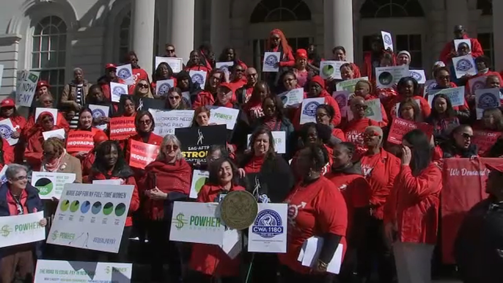 Equal Pay Day: Rally outside City Hall calls for NYC to close wage gap ...