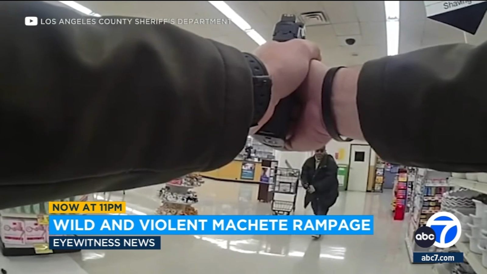 Sheriff's body camera video shows deadly confrontation involving man with machetes at Lancaster supermarket - ABC7 Los Angeles
