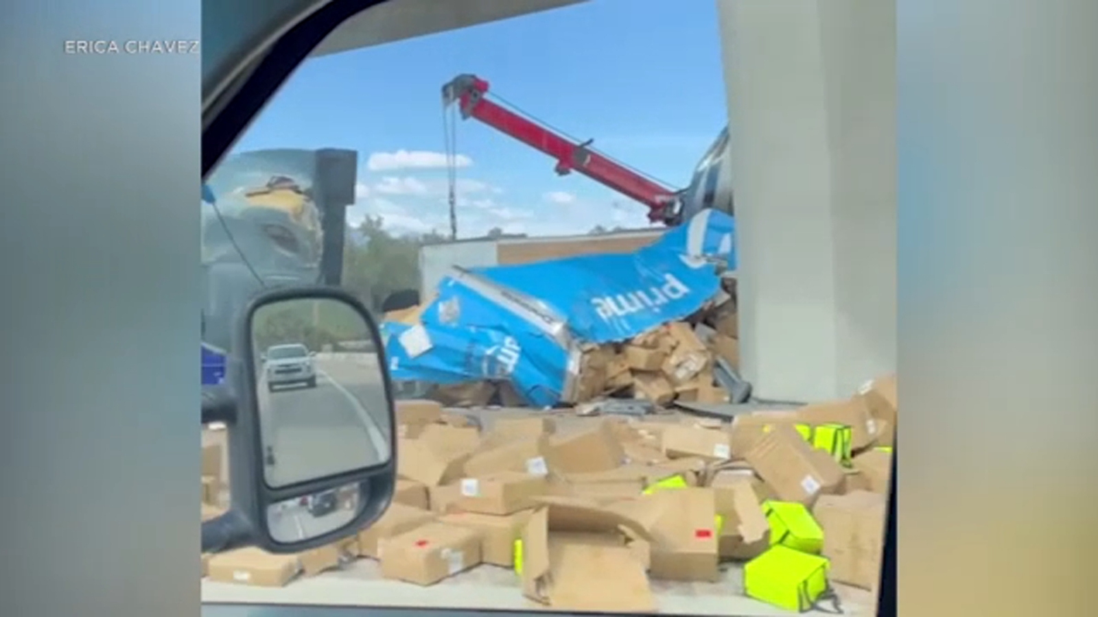 Amazon truck carrying hundreds of packages overturns in San Bernardino ...