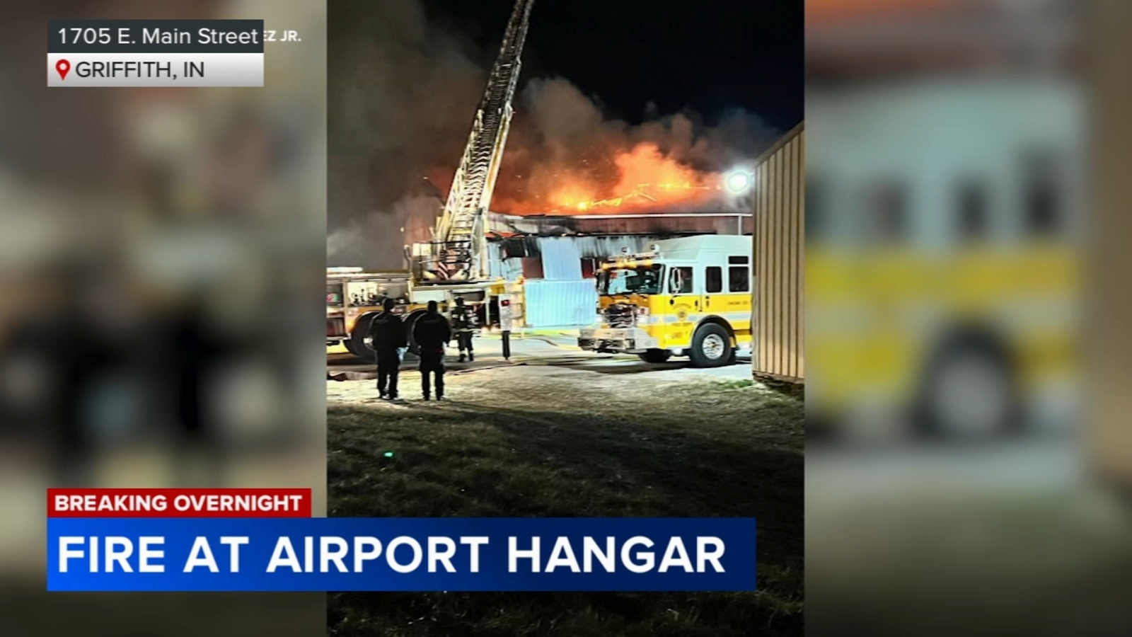 GriffithMerrillville Airport airport hangar roof collapses in fire