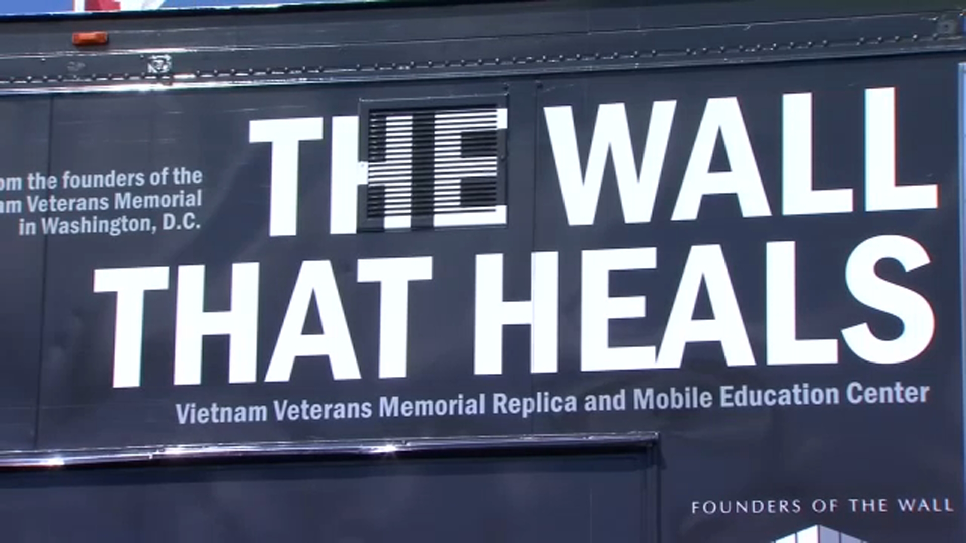 A replica Vietnam War Memorial on display in Merced