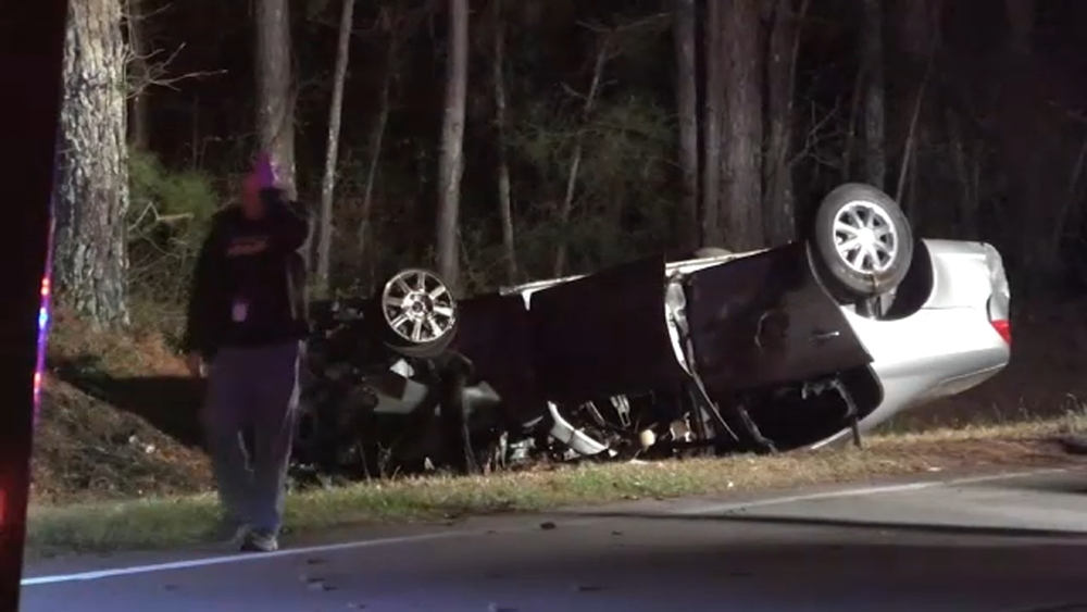  3 injured after car flips, catches fire in Harnett Co. crash