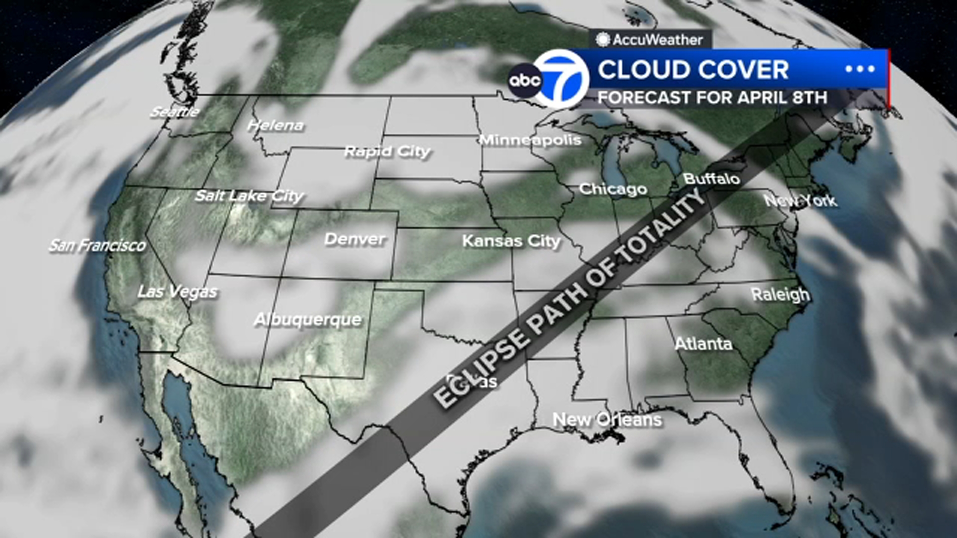 Cloud cover forecast for total solar eclipse