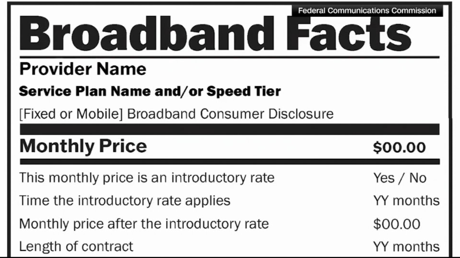 FCC rolls out mandatory broadband label for providers' plans