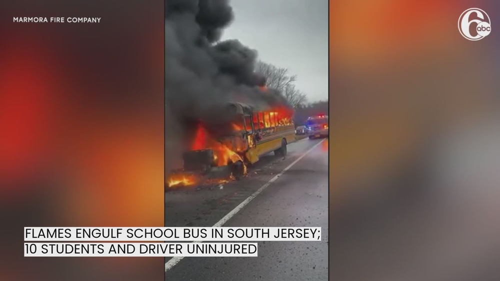 Flames engulf school bus in South Jersey | Caught on video