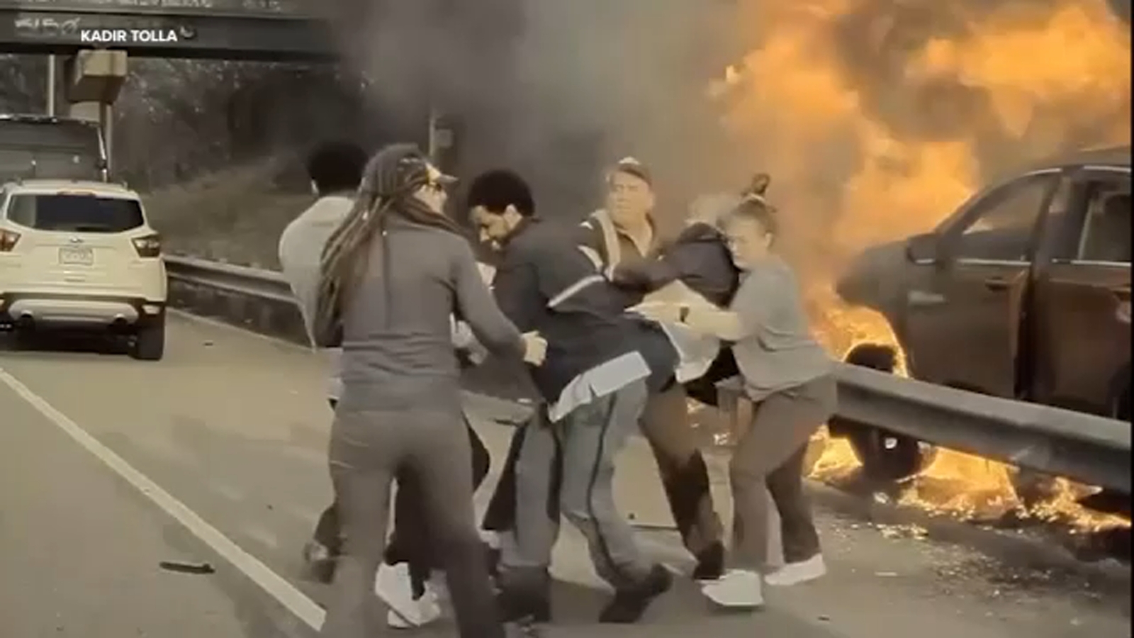 Video shows good Samaritans rushing to rescue driver from fiery crash in Minnesota