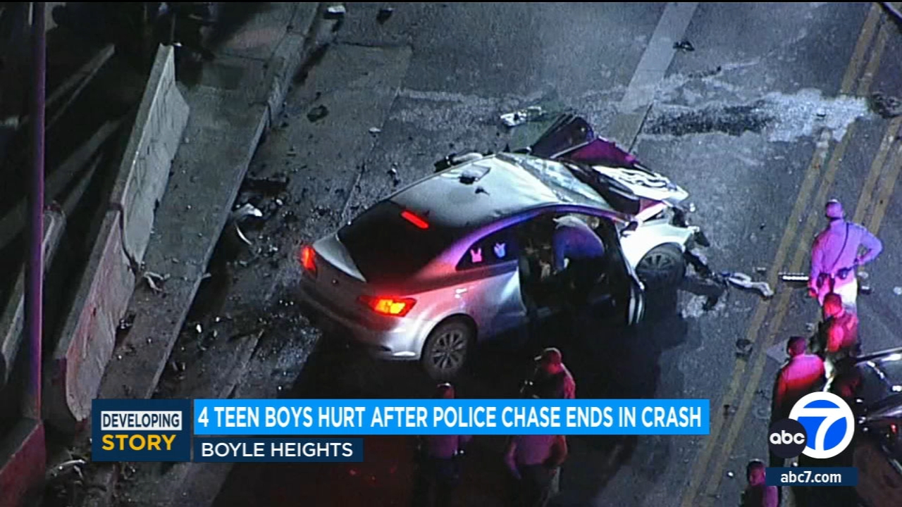 4 juveniles injured in Boyle Heights crash after sheriff's chase
