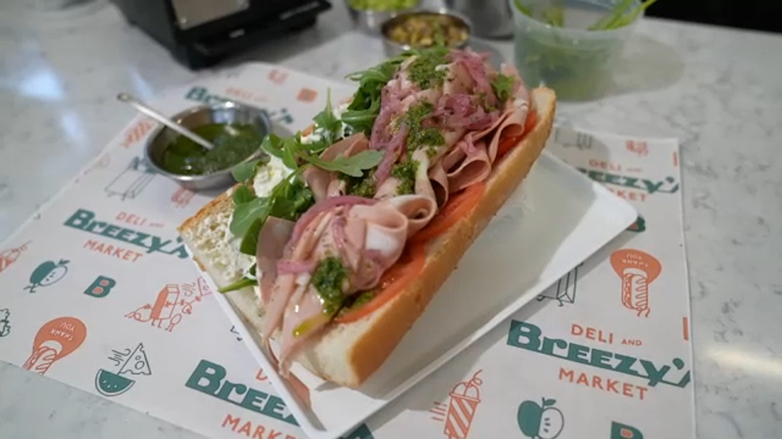 The Dish Chef Chad Durkin's 'Dark Horse' pistachio mortadella hoagie