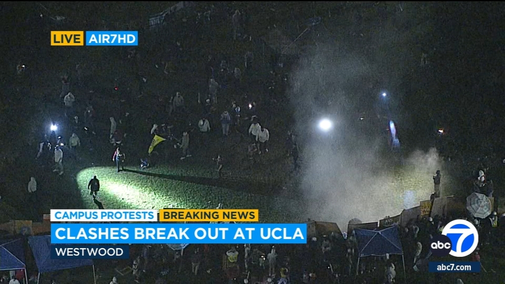 Clashes between protesters growing violent at UCLA