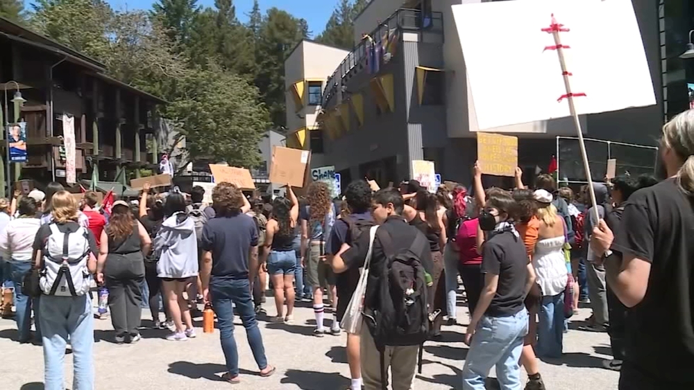 Bay Area college students rally for worker's, Palestinian rights