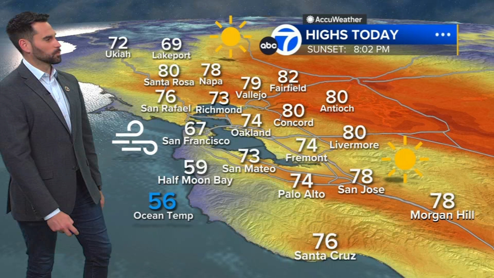 AccuWeather Forecast Warm pattern ends tomorrow before Saturday rain ABC7 San Francisco