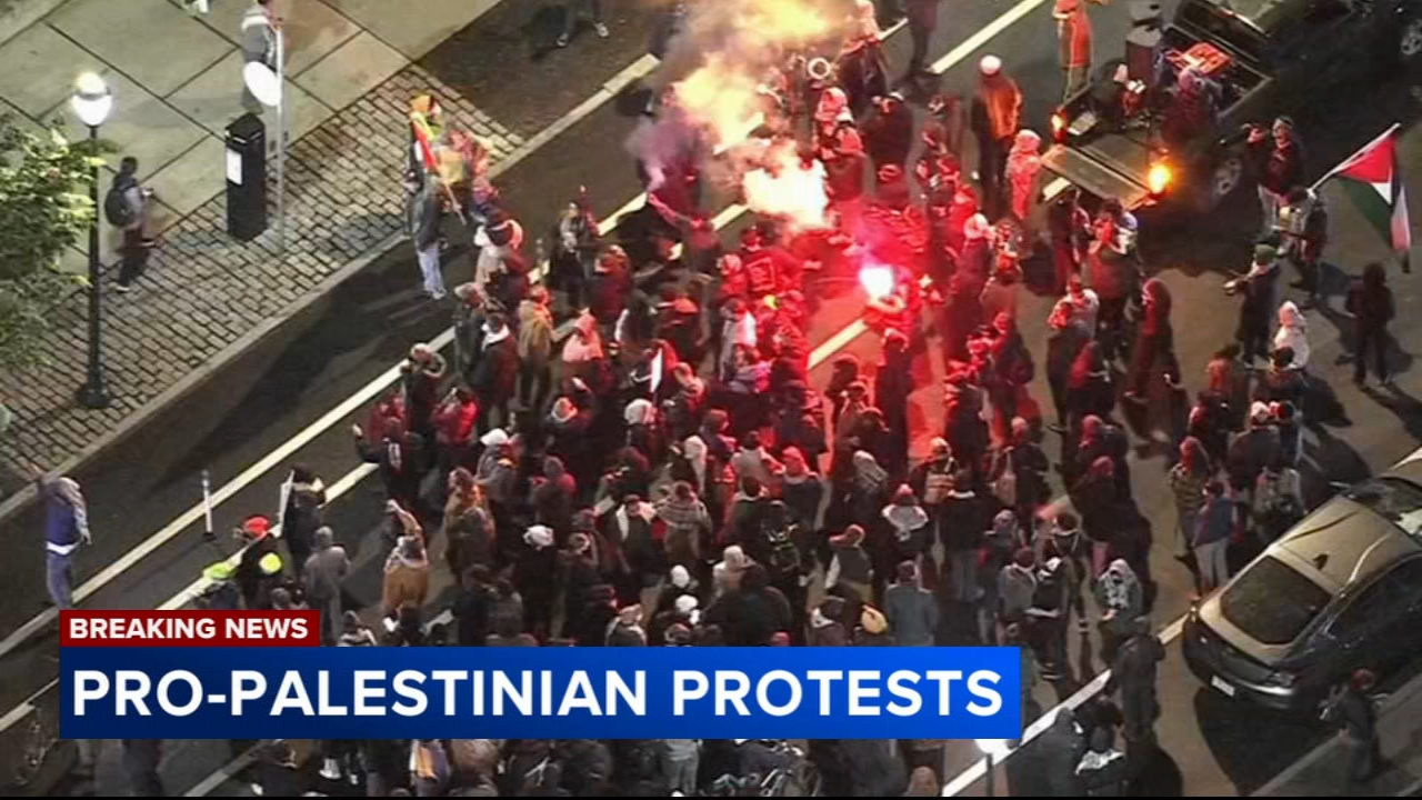 Protesters march near Penn after police dismantle encampment