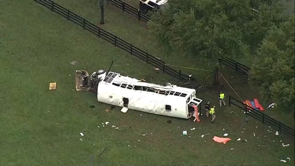 Chopper over Florida bus crash that killed 8, injured 45