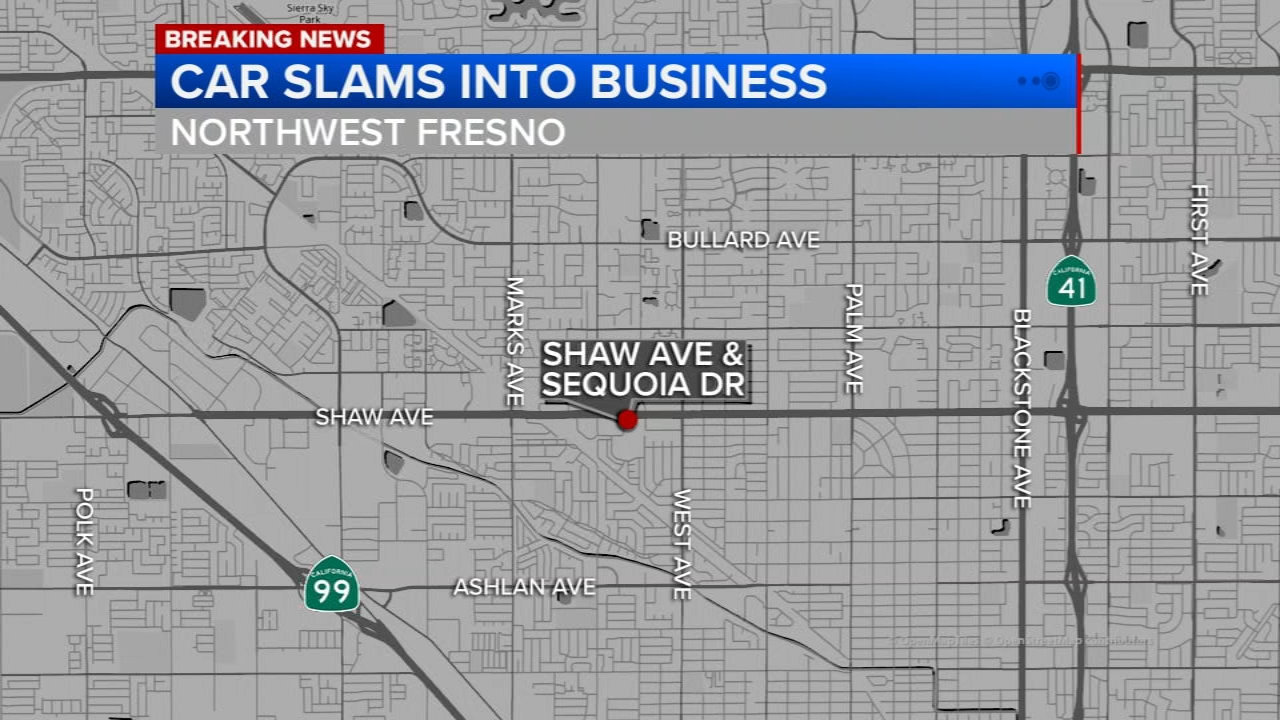SUV crashes into storage area behind Fresno catering business