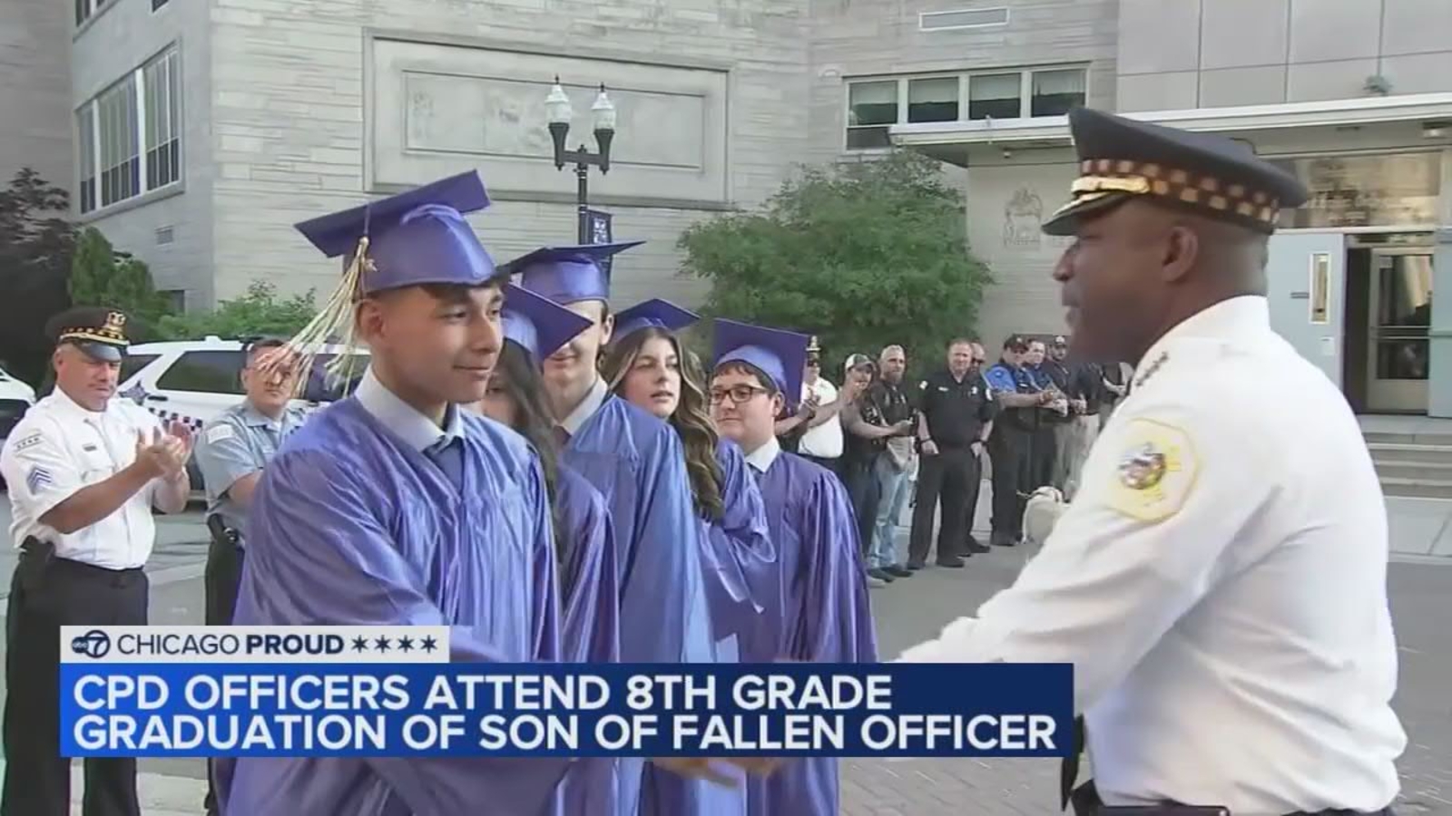 Dozens of Chicago police officers attend Whiting, Indiana middle school