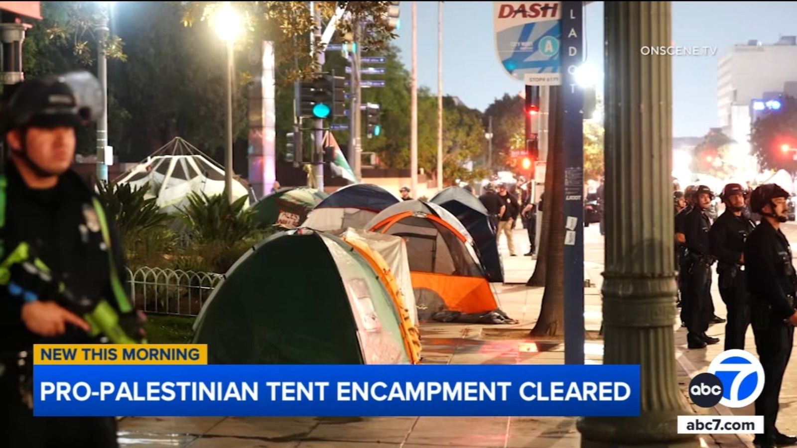 Police clear pro-Palestinian encampment outside LA City Hall - ABC7 Los
