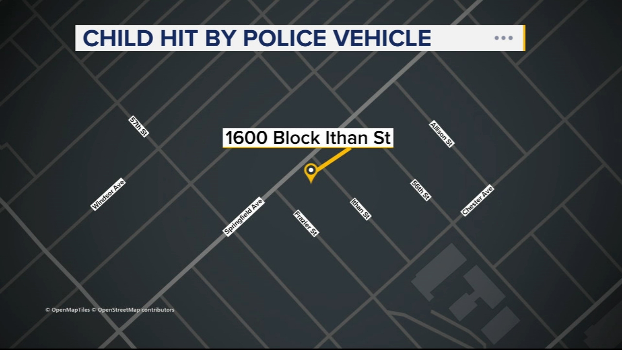 Young girl injured after being struck by police vehicle in Philadelphia