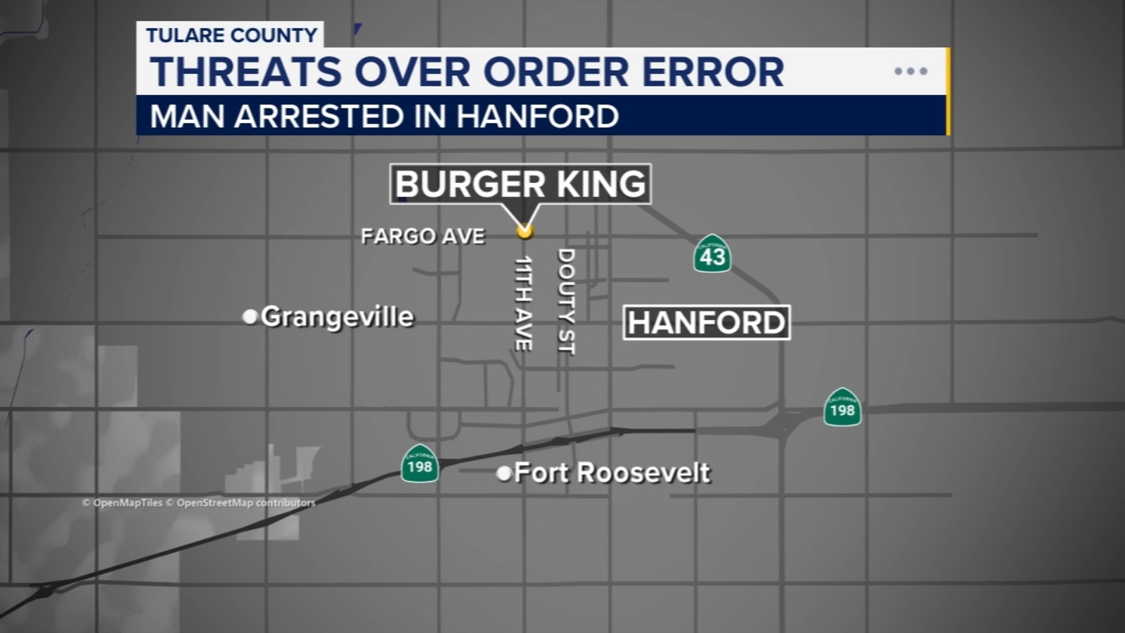 Man threatened Hanford Burger King employees over mistake in order, police say