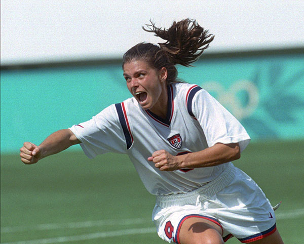 A 1996 file photo of a young Mia Hamm, who by that time had won four collegiate titles and a World Cup.