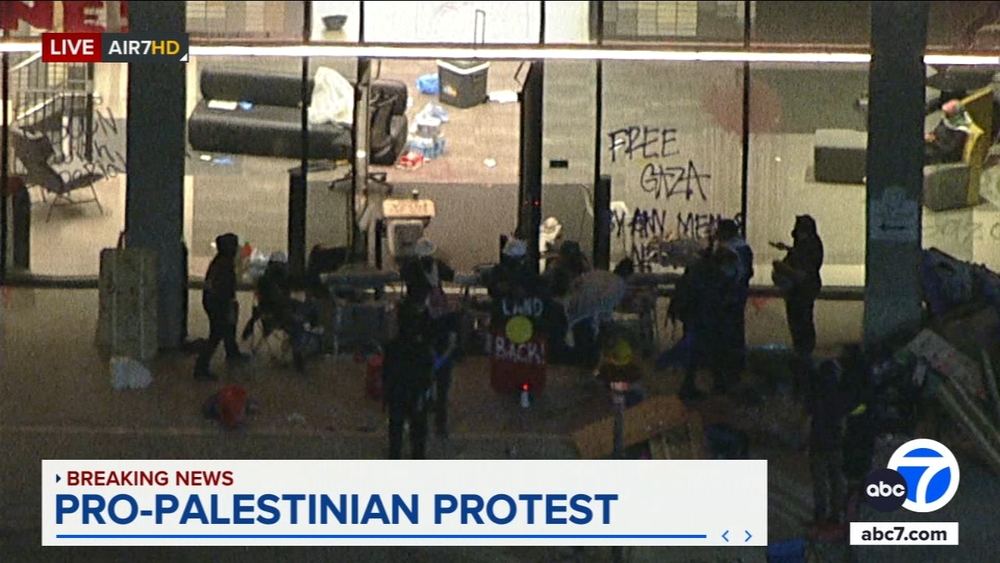 Pro-Palestinian protesters barricade building at Cal State LA