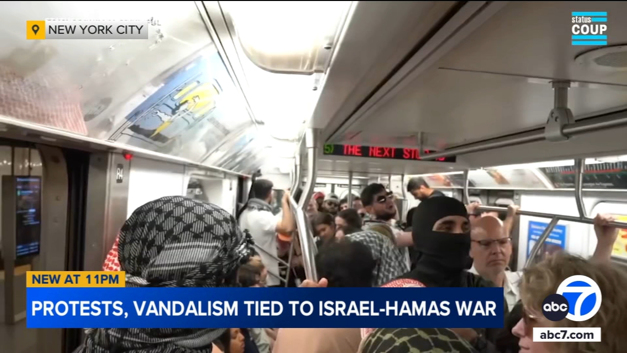 Protesters chant 'raise your hand if you're a Zionist' on NYC subway