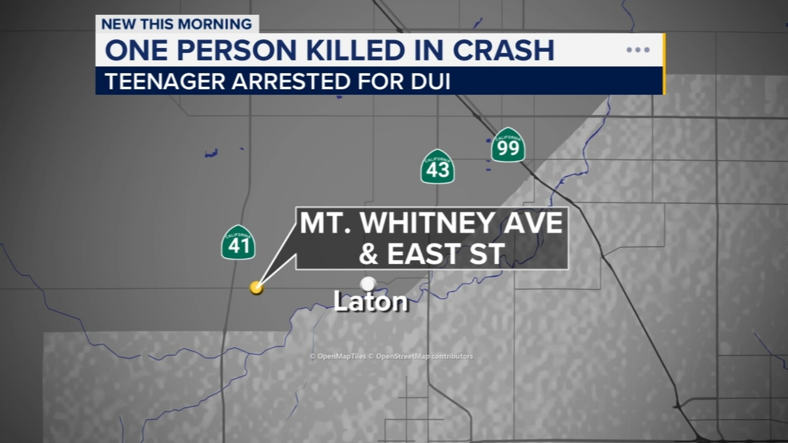 Motorcyclist killed, teenager arrested for DUI following crash in Fresno County