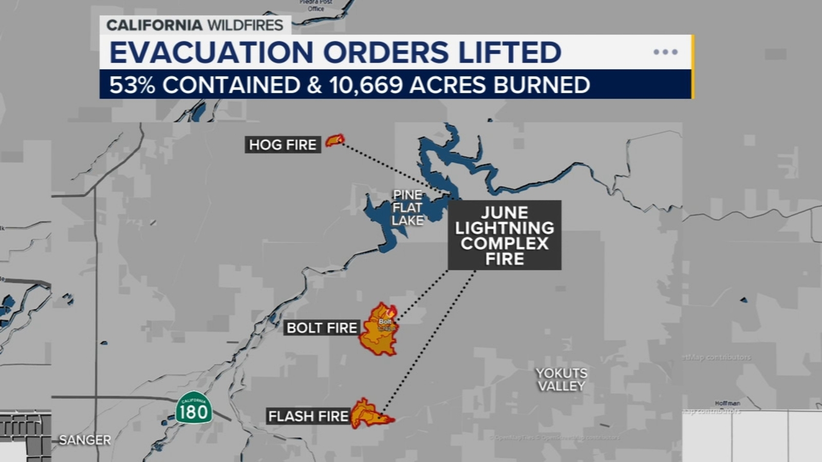 UPDATES: Evacuation orders and warnings lifted as containment of Fresno June Lightning Complex Fire grows