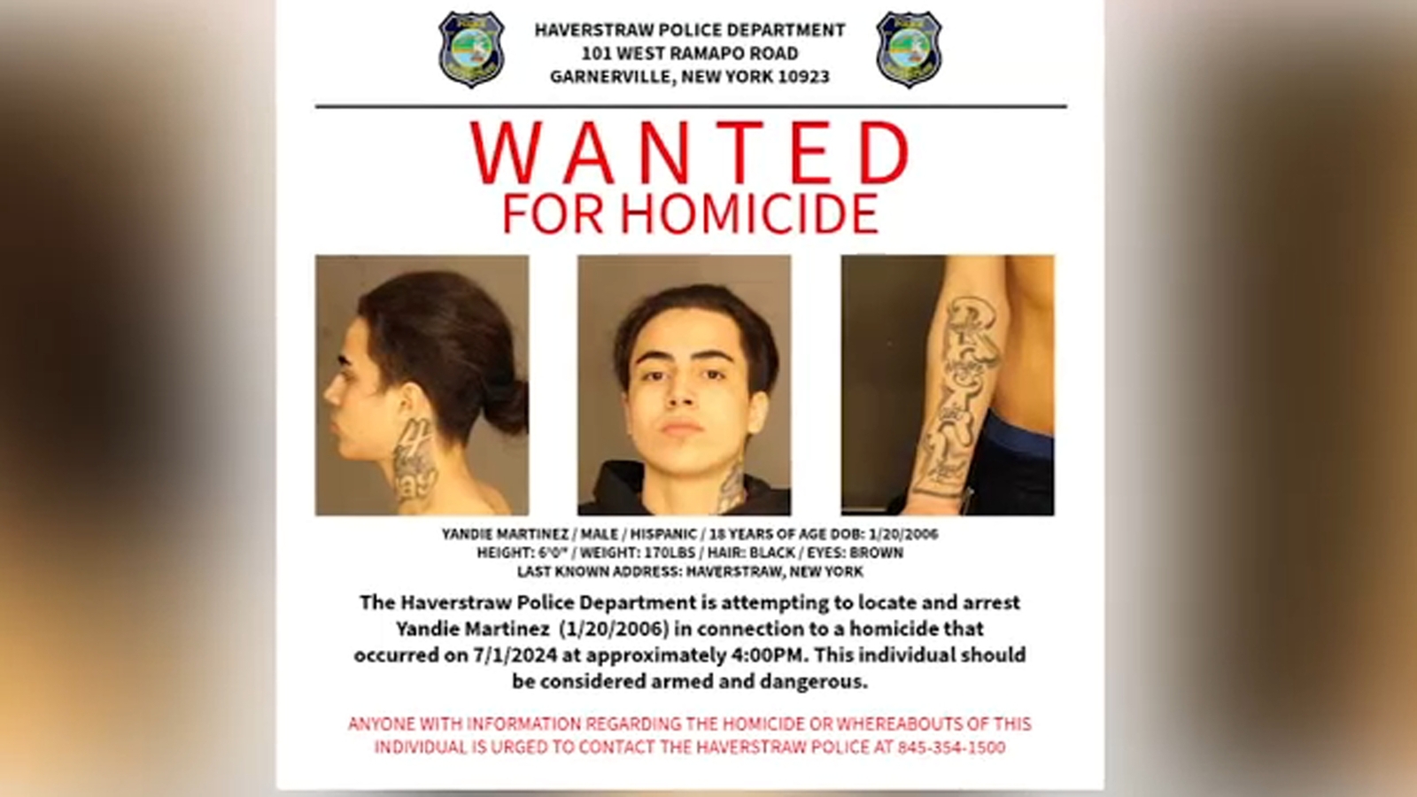 Haverstraw deadly shooting Suspect identified as Yandie Martinez in NY