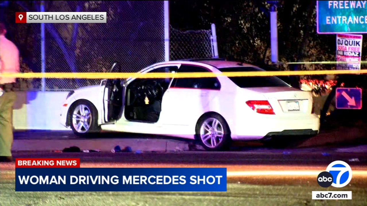Woman found shot inside Mercedes near 105 Freeway in South Los Angeles