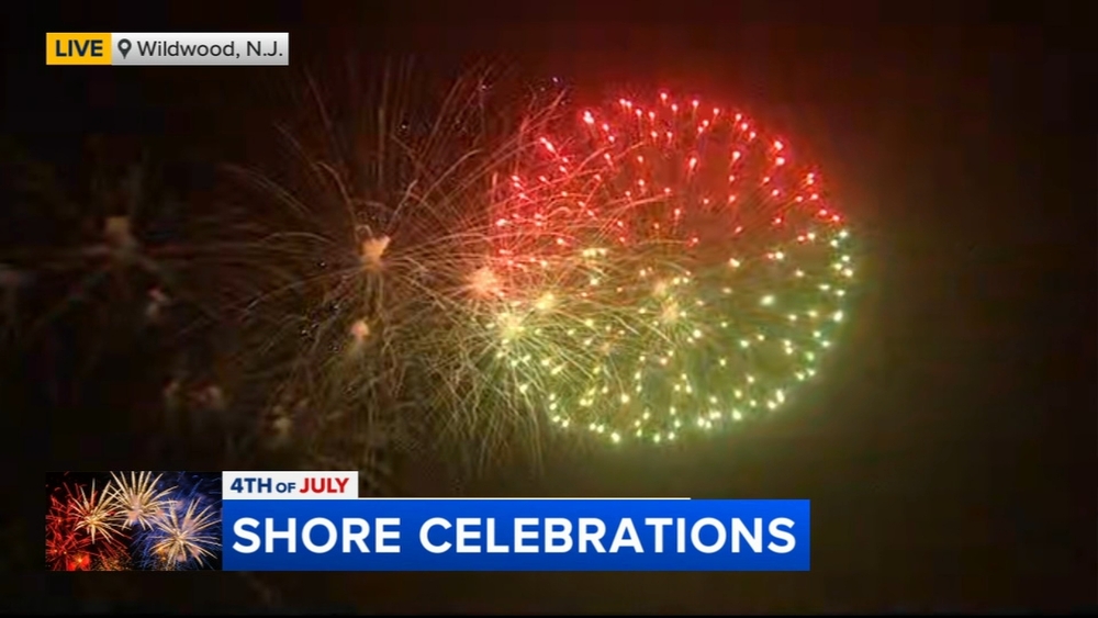 Shoregoers celebrate July 4th with fireworks on the beach