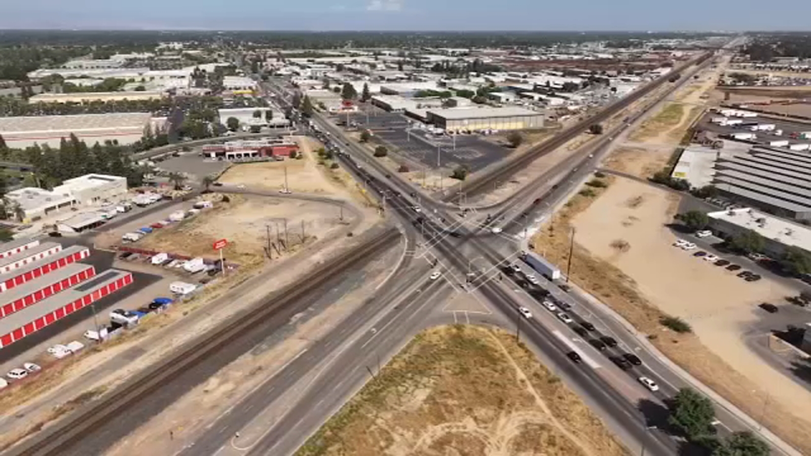 Road closure in Central Fresno due to high-speed rail work