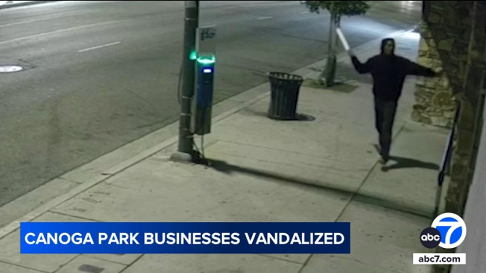 Man smashes windows of several Canoga Park businesses, church