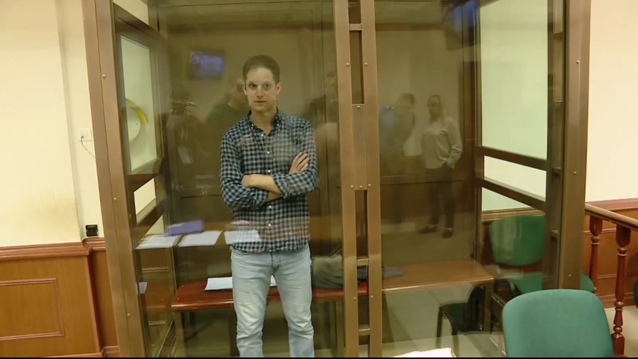 US journalist Evan Gershkovich in court for Russian trial but not seen by cameras