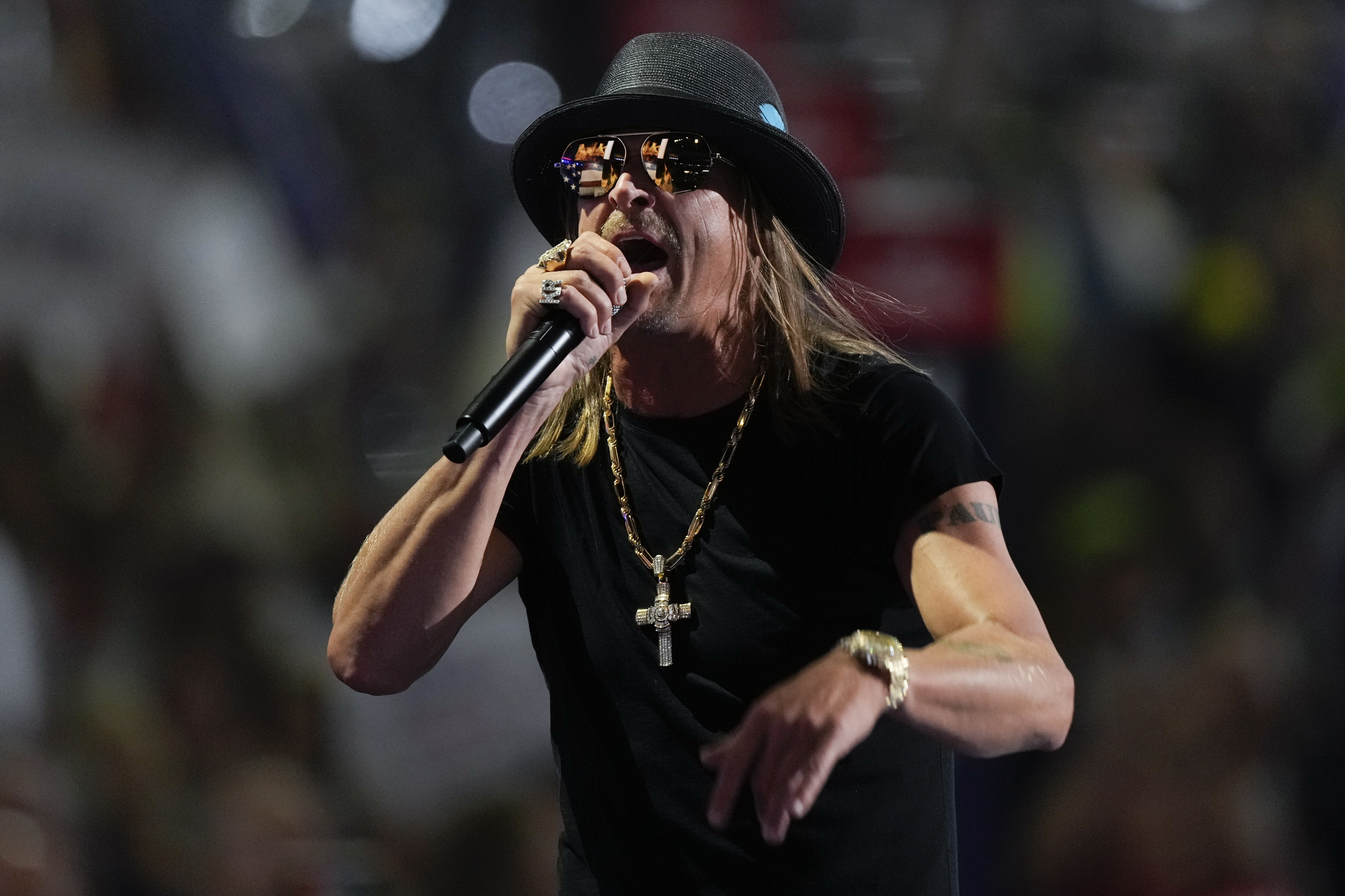 Kid Rock performs during the Republican National Convention Thursday, July 18, 2024, successful Milwaukee.