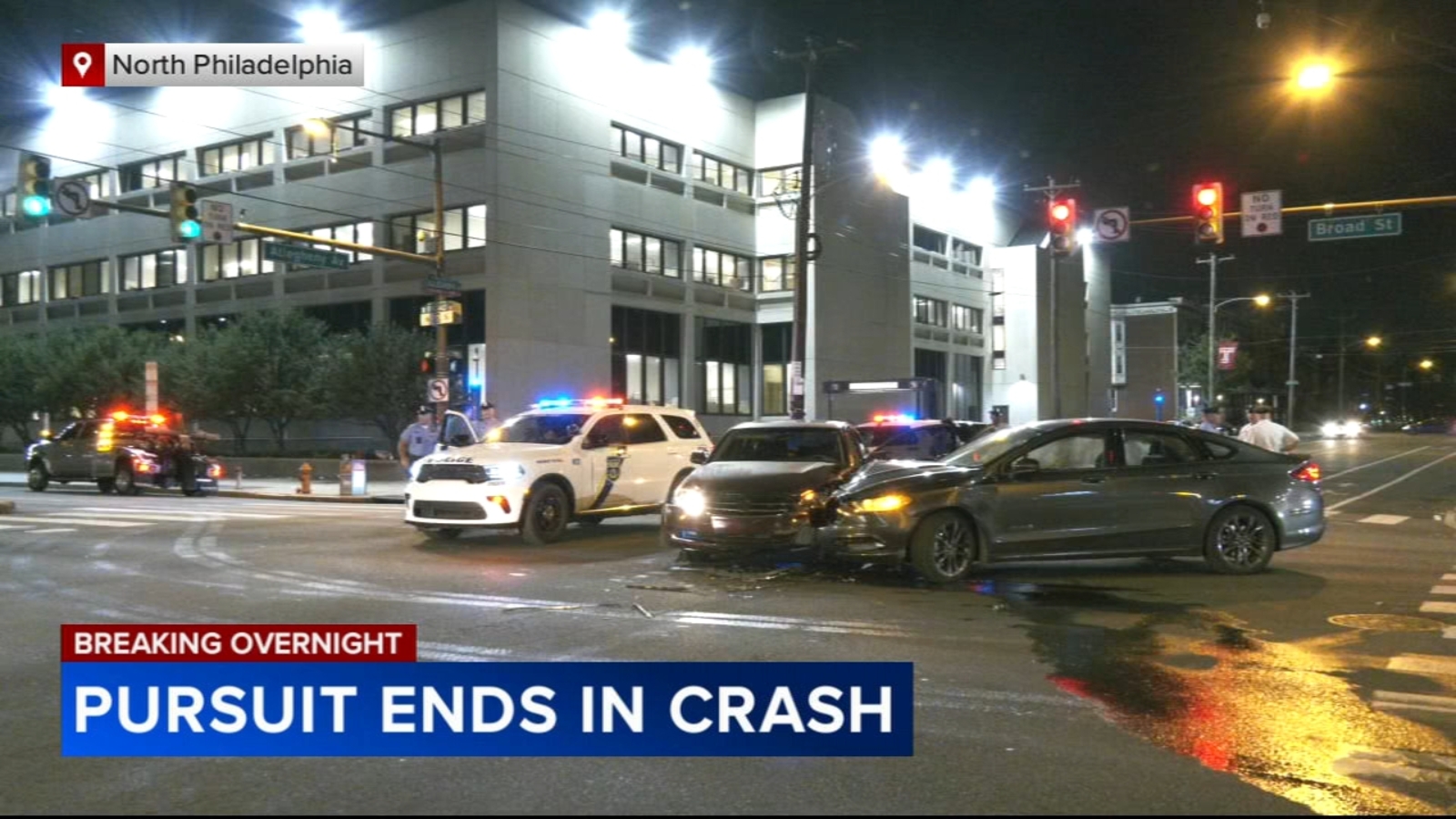 Police pursuit ends in crash on Allegheny Avenue in North Philadelphia ...