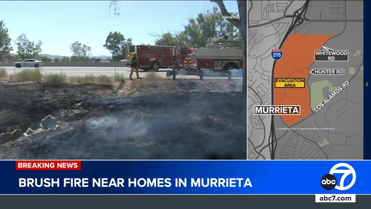 Large brush fire near 215 Freeway in Murrieta prompts evacuations