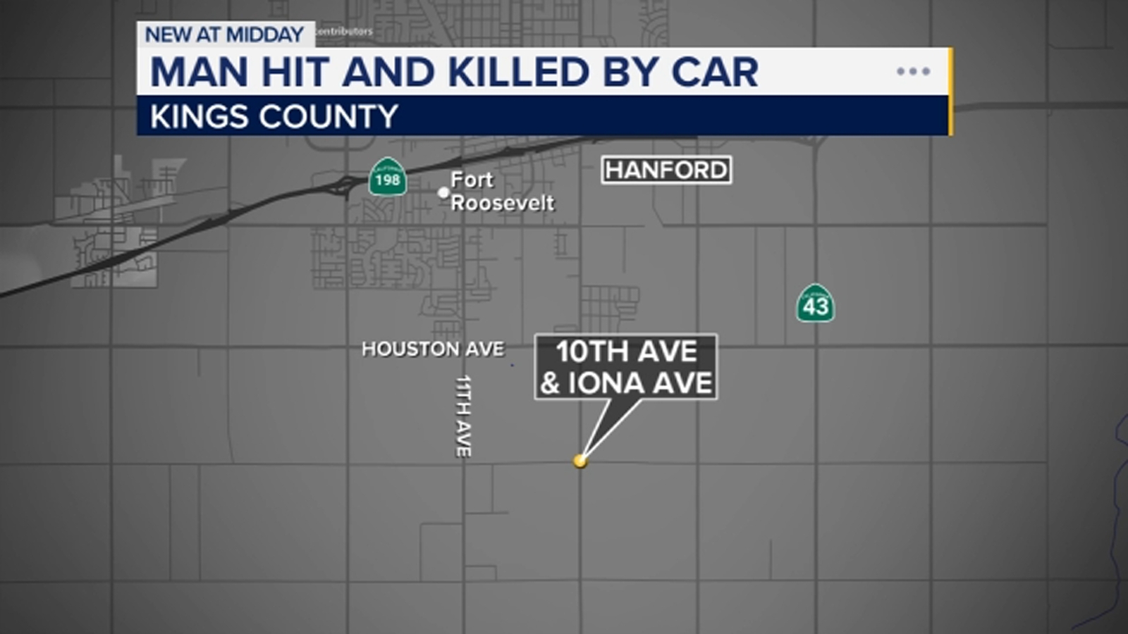 Man hit and killed by car near Hanford, officials say