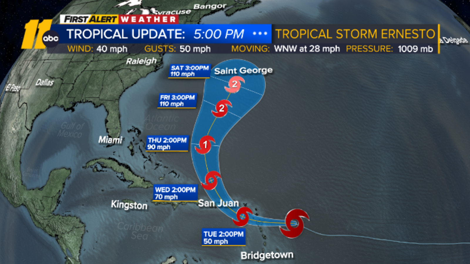 Tracking tropics Tropical Storm Ernesto forms in the Atlantic