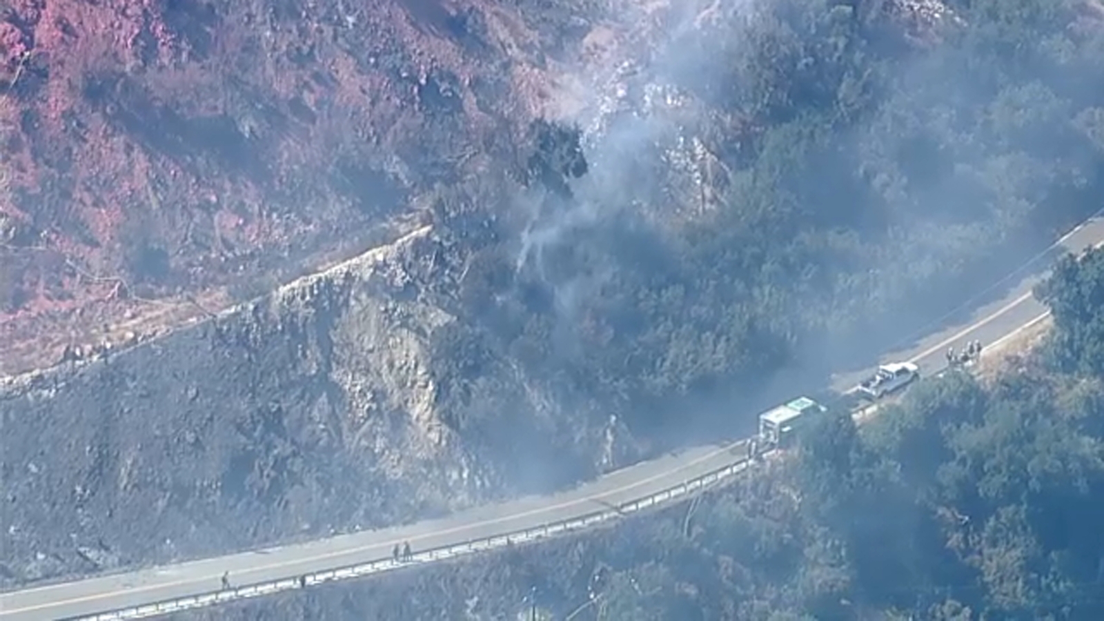 Brush fire along Highway 39 near Coldbrook Campground area in Angeles ...