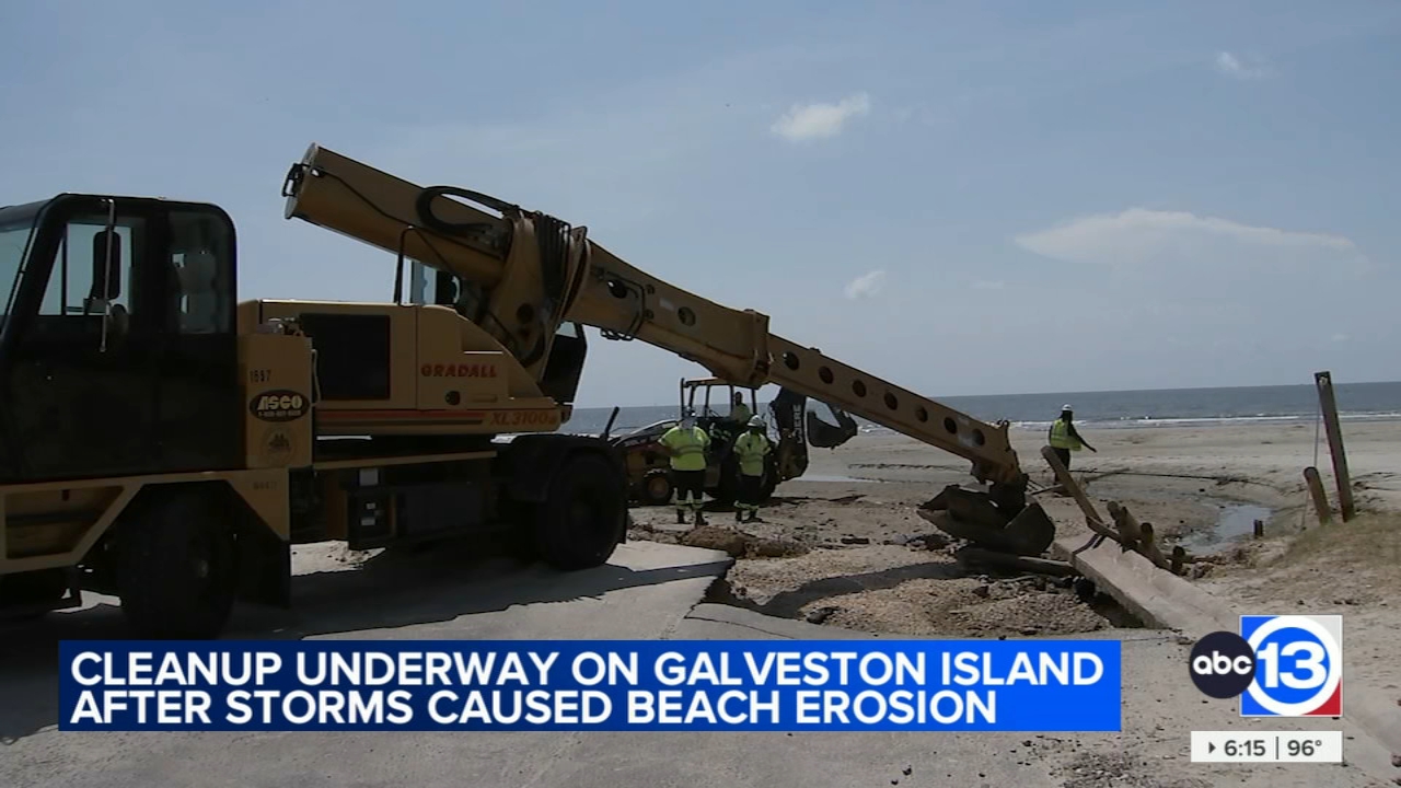 Beach erosion cleanup still ongoing in Galveston after Beryl