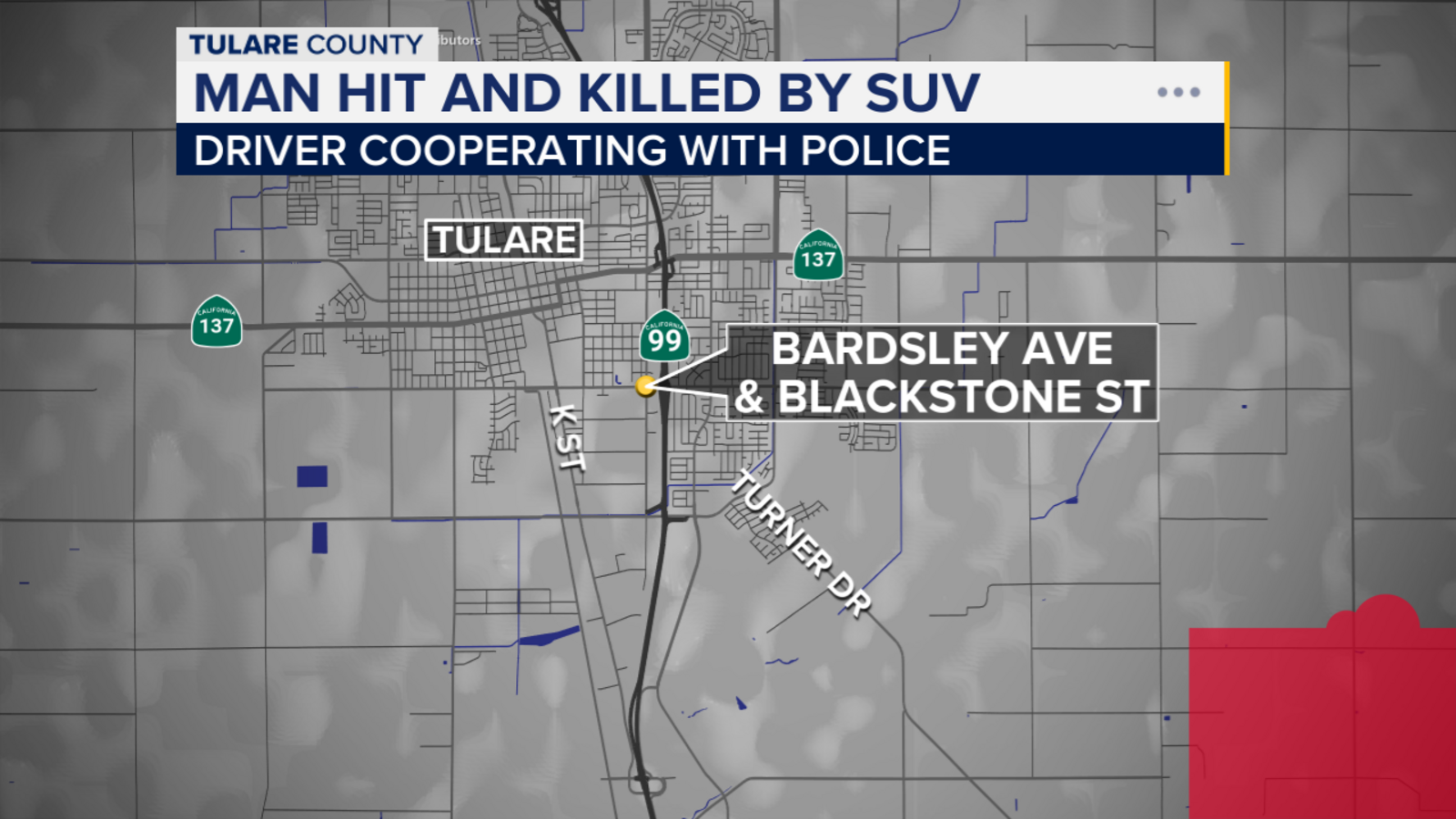 Man dies after being hit by SUV in Tulare, police say